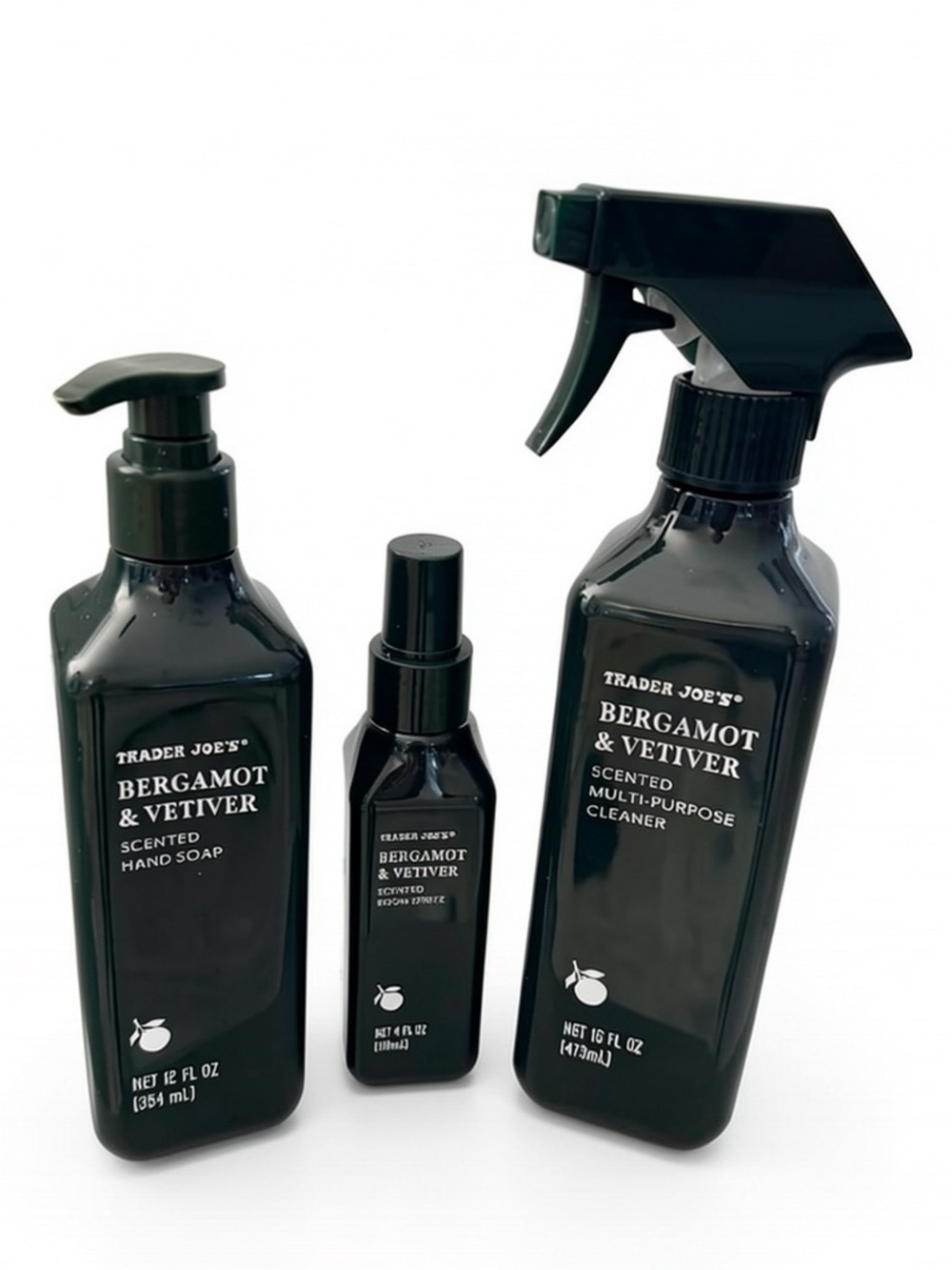 Trader Joes Bergamot Vetiver Hand Soap Room Spritz Multi Purpose Cleaner Bundle